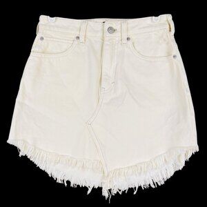 Free People We The Free Ivory Bailey Frayed Hem Denim Mini Skirt Size 24 NWOT